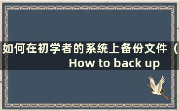 如何在初学者的系统上备份文件（How to back up the system on a Beginner’s system）